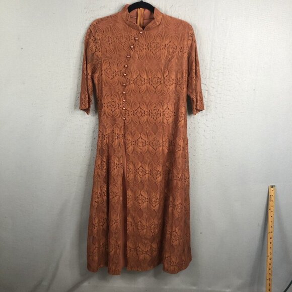 Unbranded Dresses & Skirts - Rust Lace Dress Womens 3XL Sheer Flowy Boho Artsy Dressy Midi Event